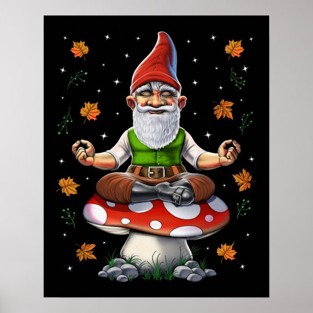 Poster Méditation du champignon Gnome (Devant)