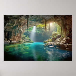 Poster Méditation du paysage de la grotte Serene Calme