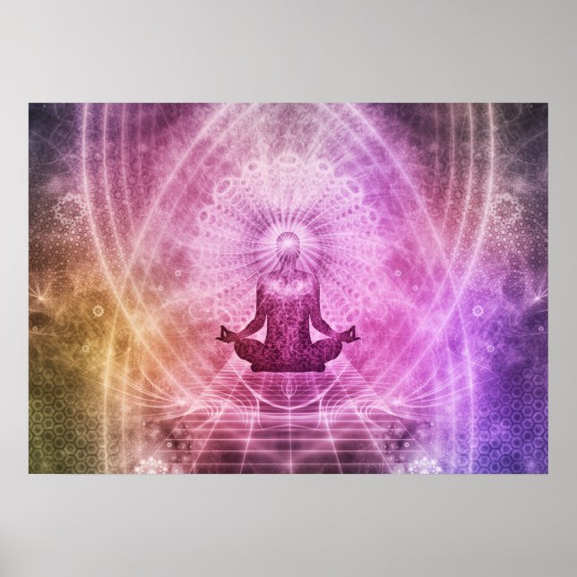 Poster Méditation du Yoga spirituel Zen coloré (Devant)