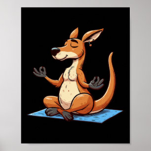 Poster Méditation Kangourou Pose de yoga Animal relaxant