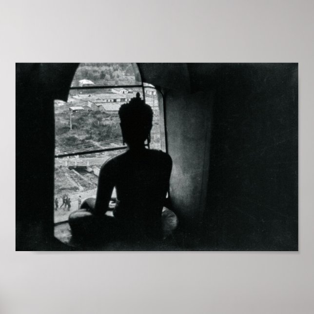 Poster Méditation Monochrome Bouddha Décor asiatique (Devant)