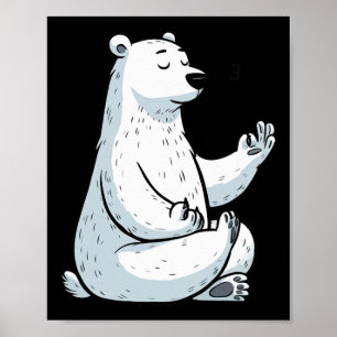 Poster Méditation Ours Polaire Pose de Yoga Animal Relaxa