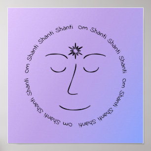 Poster Méditation pacifique Om Shanti Bleu pourpre Print