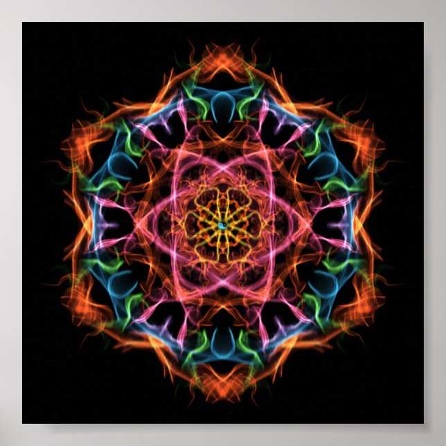 Poster Méditation personnelle Fractal Mandala Rose & Oran (Devant)
