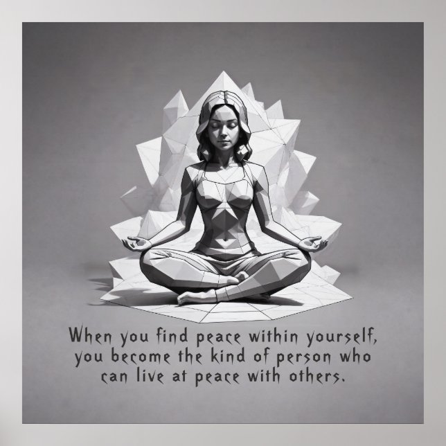 Poster Méditation Yoga Instructeur Reiki Master Low Poly (Devant)