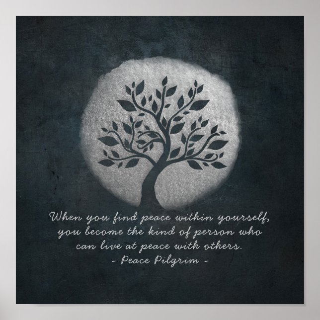 Poster Méditation Yoga Reiki Instructeur Arbre Argent Cit (Devant)