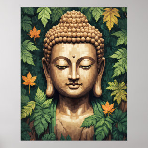Poster Méditer Bouddha Art Pixel Moderne