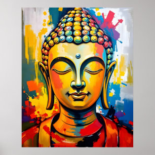 Poster Méditer Bouddha Peinture Abstraite colorée