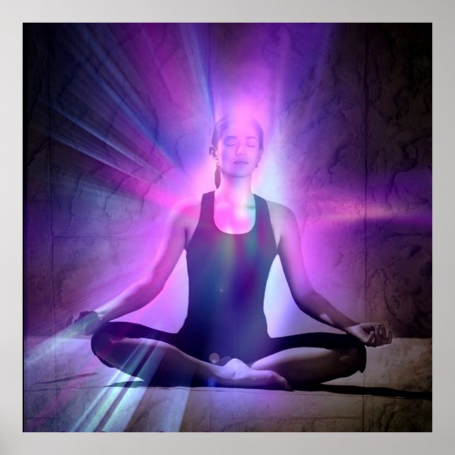 Poster Méditer femme, zen, paisible, reposante, yoga (Devant)