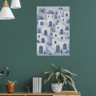 Poster Mediterranean Village Wall Art – Coastal Charm