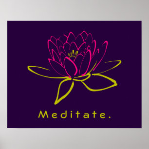 Poster Méditez. Fleur Lotus