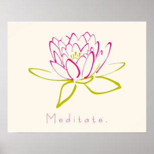 Poster Méditez. Fleur Lotus