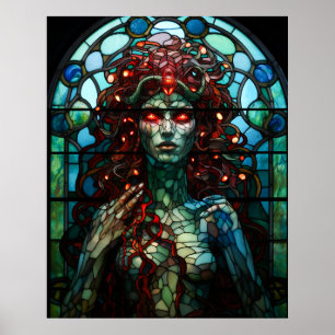 Poster Medusa - Fenêtre en verre tendu Style Tiffany