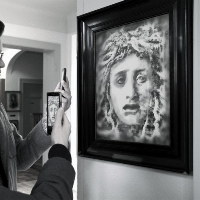 Poster Medusa Portrait De Déesse Ancienne En Gris (Créateur téléchargé)