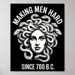 Poster Méduse drôle disant rendre les hommes durs Mythe g