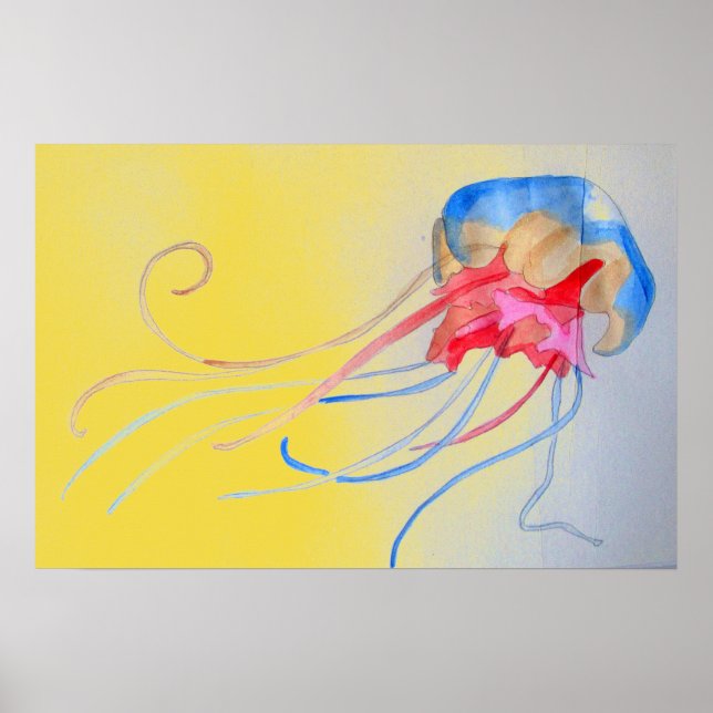 Poster Méduse sur le sable illustration d'art original (Devant)
