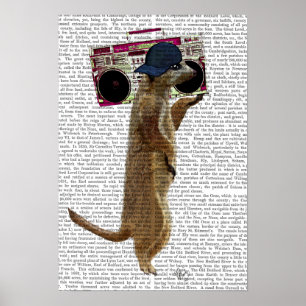 Poster Meerkat avec Boom Box Ghetto Blaster