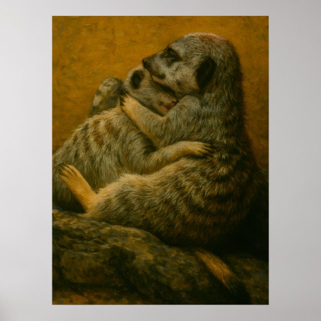 Poster Meerkat Embrace - Imprimerie d'art faunique (Devant)