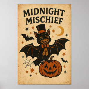 Poster Méfait de minuit d'Halloween vintage