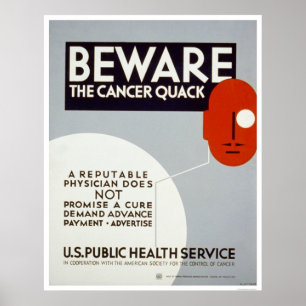 Poster Méfiez-vous du cancer Quack 1938 WPA