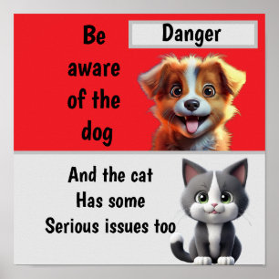 Poster Méfiez-vous du chien ...et du chat