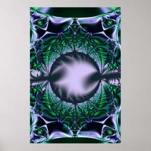 Poster Meg   Art fractal vert et bleu