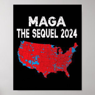 Poster Mega La Sequel Président Trump 2024 Carte électora