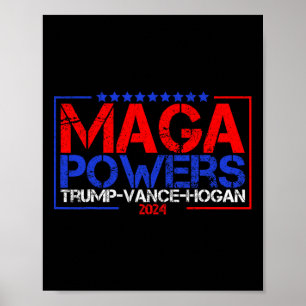Poster Mega Powers Trump Vance Hogan 2024 Patriotic Funny