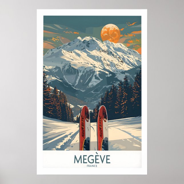 Poster Megève Ski Print - France 1 (Devant)