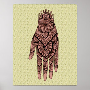 Poster Mehndi tatouage à la main