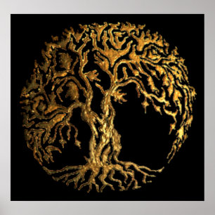 Poster Mehndi Tree of Life (Gold)