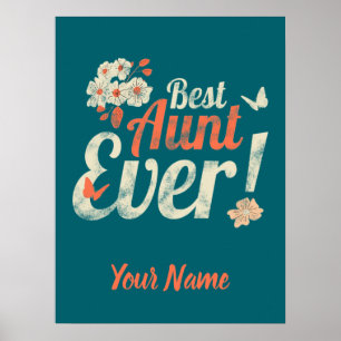 Poster Meilleur Aunt Ever Vintage Auntie Birthday Godmoth