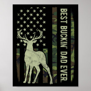 Poster Meilleur Buckin' Papa Camouflage Drapeau Américain