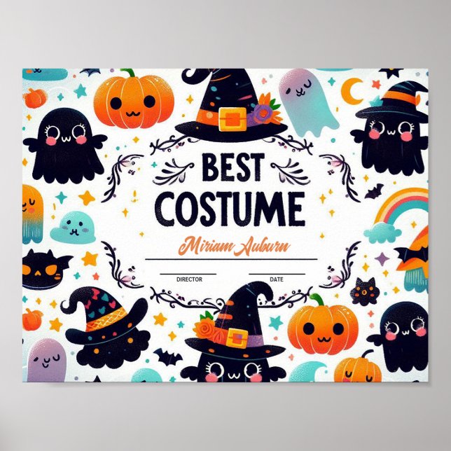 Poster Meilleur Certificat de Costume - Joli thème fantôm (Devant)