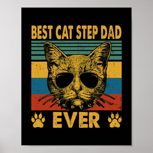 Poster Meilleur Chat Homme Étape Papa Jamais Drôle Chat P (Devant)