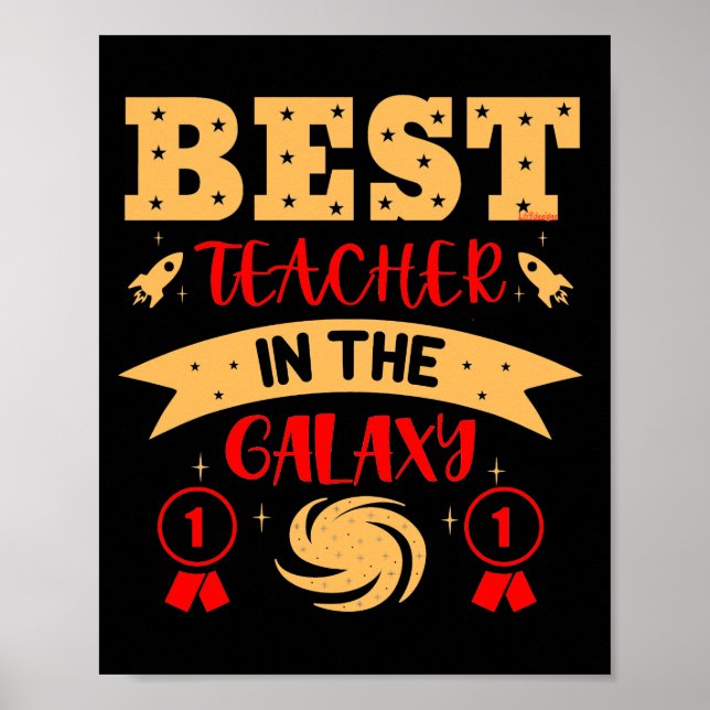 Poster MEILLEUR ENSEIGNANT DANS LA GALAXIE drôle mignon (Devant)