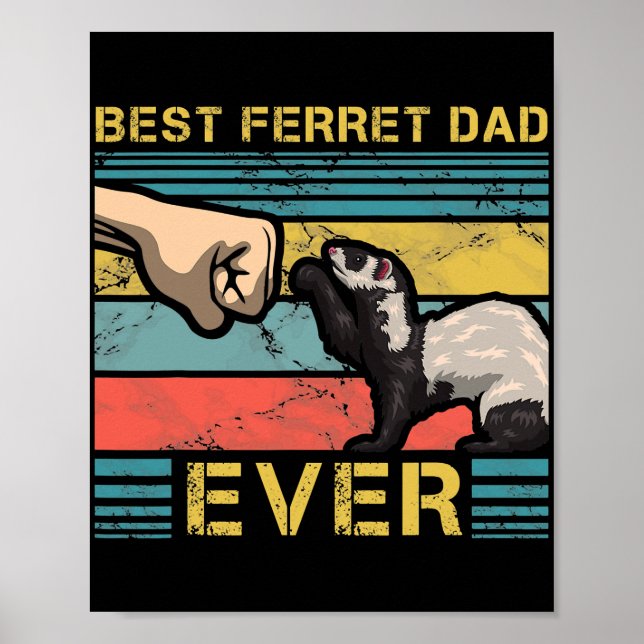 Poster Meilleur Ferret Papa Jamais Fête des pères Animal (Devant)