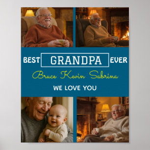 Poster Meilleur Grand-Père Collage de Photos