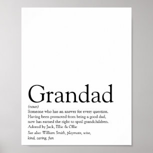 Poster Meilleur Grand-Père, Grand-Papa, Papa du Monde Déf