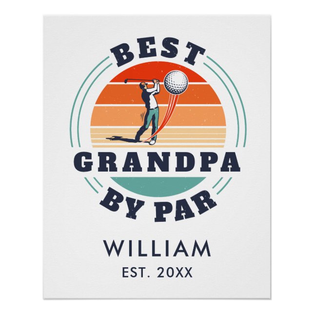 Poster Meilleur Grand-Père Retraité Golf Papa Retro Perso (Devant)