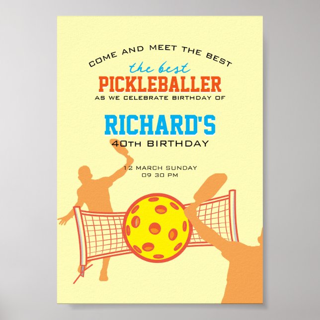 Poster Meilleur Joueur de Pickleball Amusant fête d'anniv (Devant)