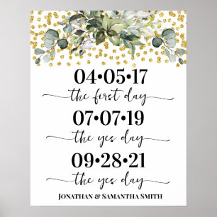 Poster Meilleur jour Mariage Date Oui Jour Eucalyptus Gol