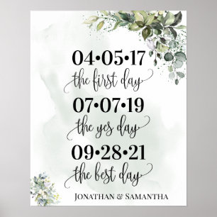 Poster Meilleur jour mariage date oui jour eucalyptus suc