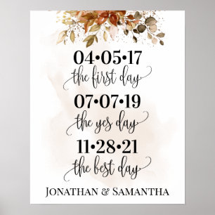 Poster Meilleur Mariage de jour Date Oui Jour Automne Euc