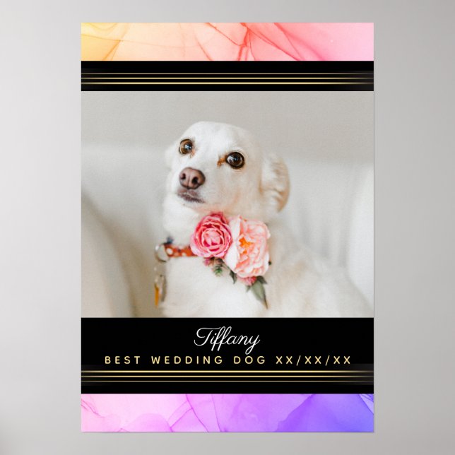 Poster Meilleur Mariage Modèle photo de chien rose violet (Devant)