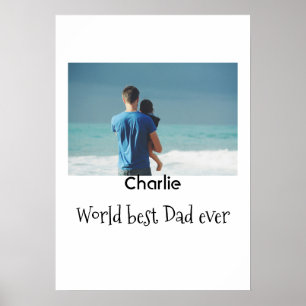 Poster meilleur papa du monde photo nom date simple pères