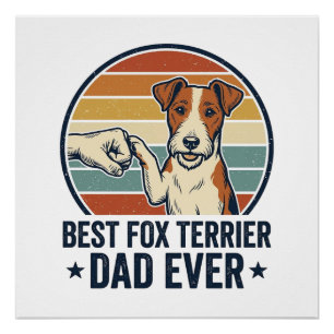 Poster Meilleur Papa Fox Terrier Vintage T-Shirt pour Amo