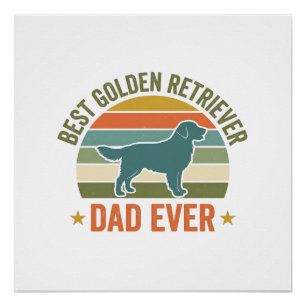 Poster Meilleur Papa Golden Retriever Vintage T-Shirt Chi