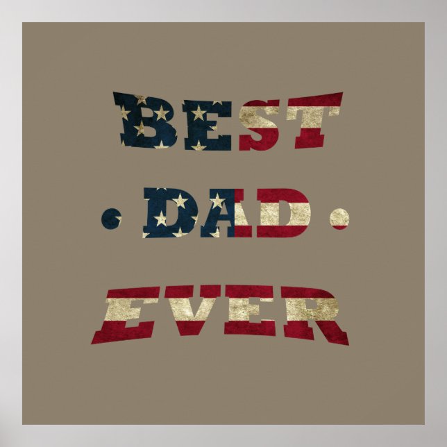 Poster meilleur papa jamais avec nous drapeau américain (Devant)