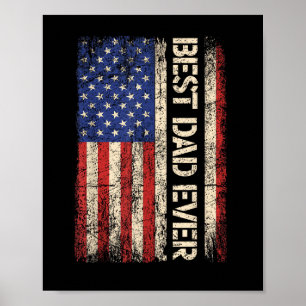 Poster Meilleur Papa Jamais Drapeau Américain Cadeaux pou